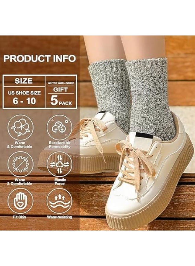 CLENEA Wool Socks for Women - Womens Wool Socks Winter Socks for men Warm Thick Knit Wool Soft Vintage Casual Crew Socks - Image 4